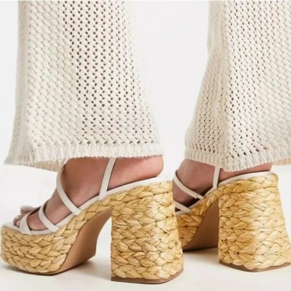 NWT Steve Madden Belise Ankle Strap Platform Braided Woven Heeled Sandal 9.5 - Picture 4 of 5